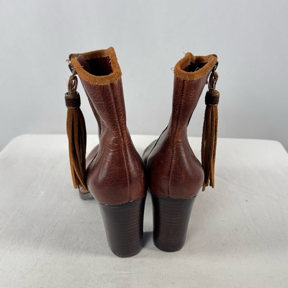 Lauren Ralph Lauren Carah Leather Tassel Ankle Booties in Brown Size 8 - Picture 5 of 6